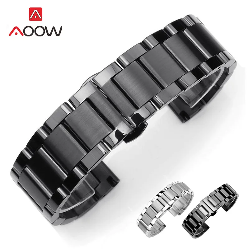 Solid Stainless Steel Watchband 18mm 20mm 22mm 24mm Deployment Butterfly Buckle Men Metal Replacement Bracelet Watch Band Strap