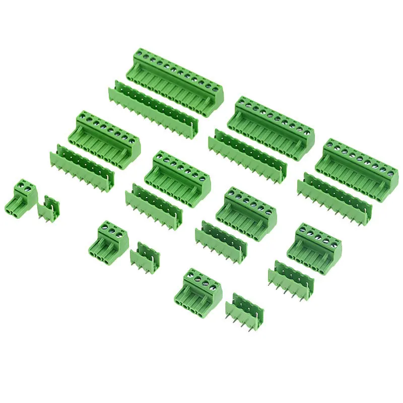 10sets HT5.08 Right Angle 2 3 4 5 6 7 8 9 10 12 pins Terminal plug type 300V 10A 5.08mm pitch PCB connector screw terminal block