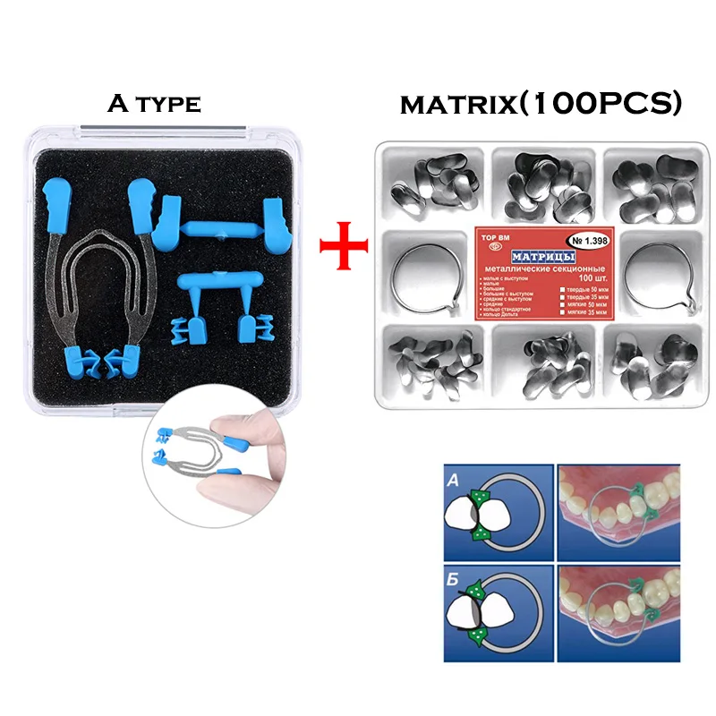 100Pcs Dental Sectional Contoured Metal Spring Clip Teeth Replacement Dentist Matrix Ring Tools Lab Instrument