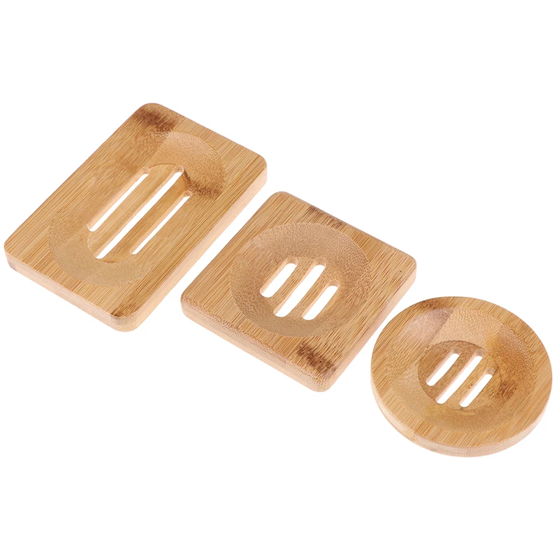 Natural Wooden Bamboo Soap Dish Wooden Soap Tray Holder Storage Soap Rack Plate Box Container for Bath Shower Plate Bathroom