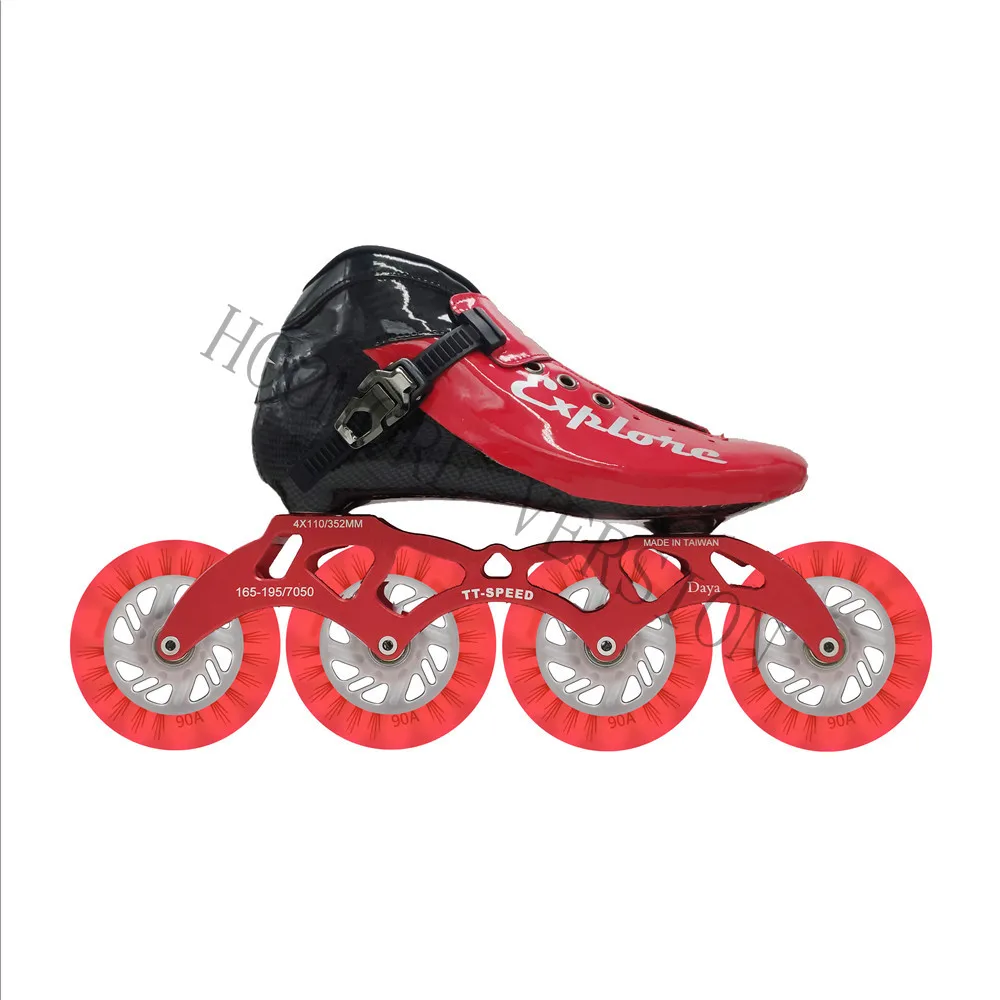 Carbon Fiber Speed Skates Shoes with 90A LED Luminous 90mm 100mm 110mm Flash Wheel 4-wheels Shine Inline Skating Tyre ILQ-11 608