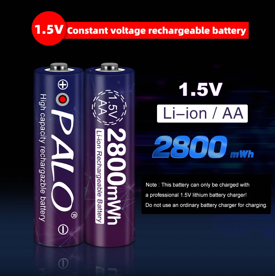 AA 1.5v akumulator litowo-jonowy 2800mWh 1.5V AA akumulator litowy baterie 1.5V do zdalnego sterowania