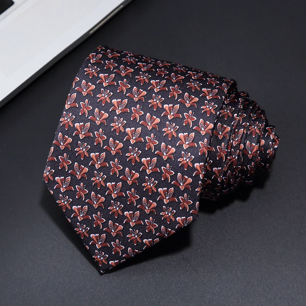 Neue modische Herrenkrawatte mit Print, handgefertigt, 8 cm Seidenkrawatte, Paisley-Blumenmuster, geometrische Krawatte für Geschäft, Party, Hochzeit, Geschenk. – Detail 28