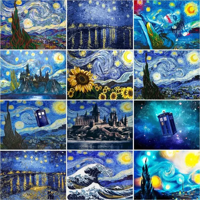 

CHENISTORY Painting By Number Abstract Starry Sky Drawing On Canvas Gift DIY Pictures By Numbers Handpainted Art Modern Home Dec