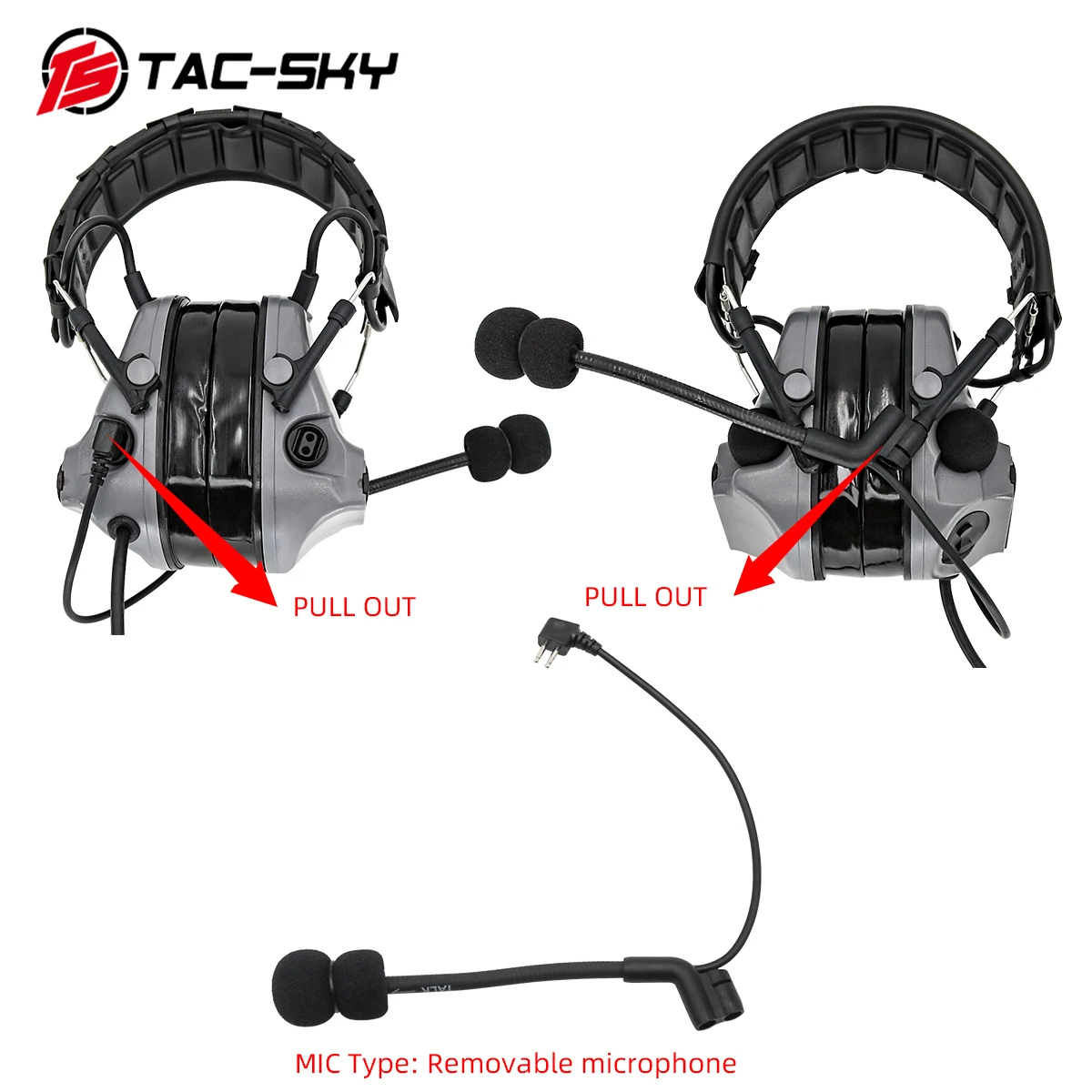 Imagem -04 - Tac-sky Comtac Novo Destacável Bandana Silicone Earmuffs Militar Redução de Ruído Tático Fones Comtac Iii c3 Fone de Ouvido