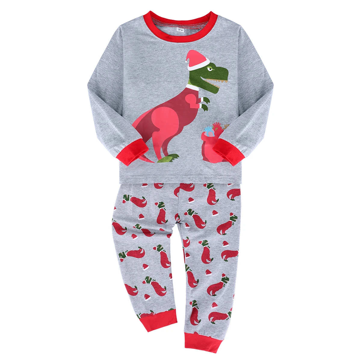 Christmas Dinosaur Pajamas Kids Boys Xmas Sleepwear Set Children Santa Claus Outfit Children Cotton Pjs