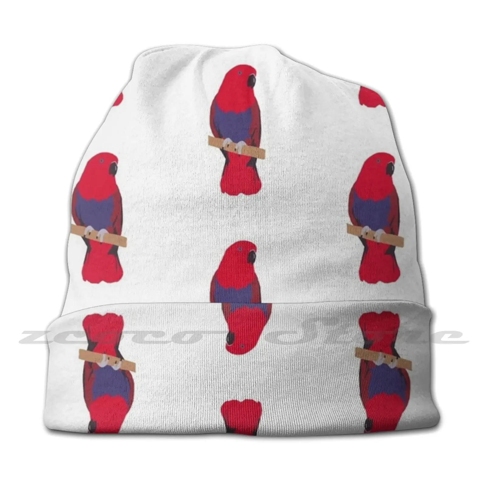 Eclectus Parrot Portrait-Female Personalized Pattern Knit Hats Plus Size Elastic Soft Cap Eclectus Parrot Portrait Zookeeper