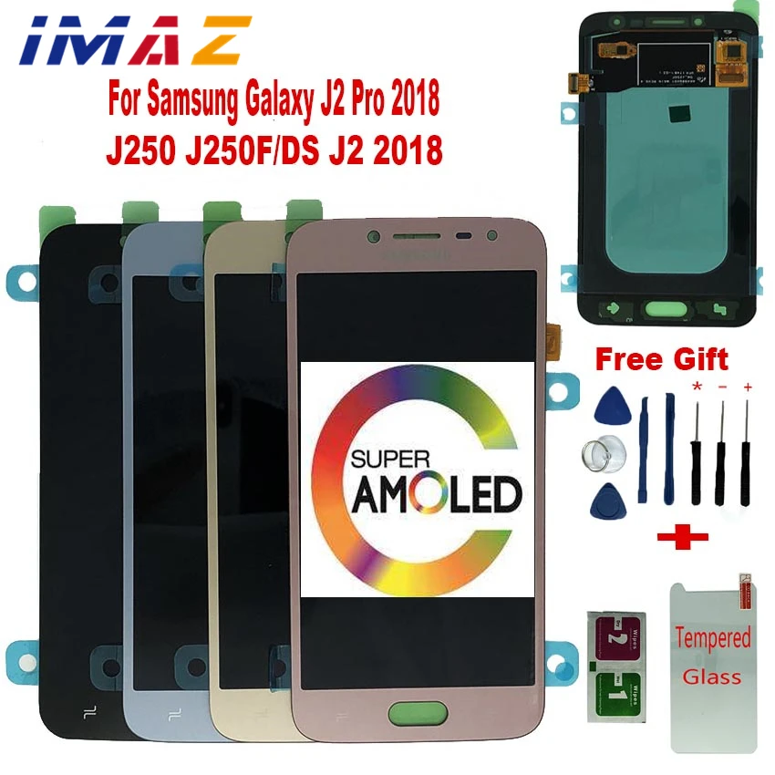 

IMAZ Orignal 5" Super Amoled LCD For SAMSUNG Galaxy J2 Pro 2018 J250 J250F J250G Lcd Display Touch Screen Digitizer Assembly