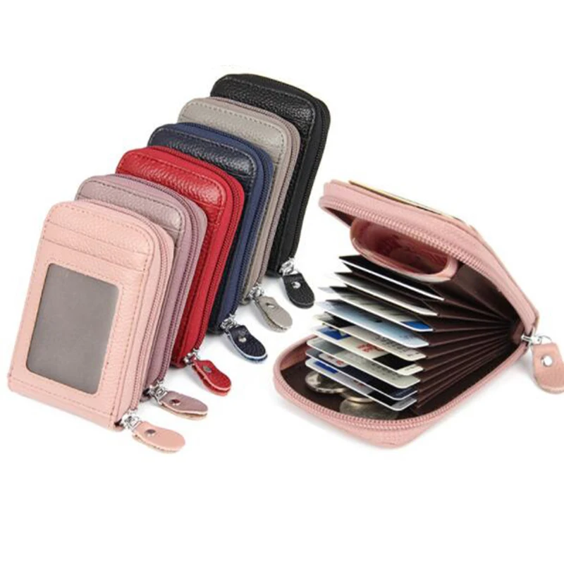 

Genuine Leather Unisex Credit Card Holders Female ID Card Case Holder Organizer Wallet Women Business Cardholder Coin Bag