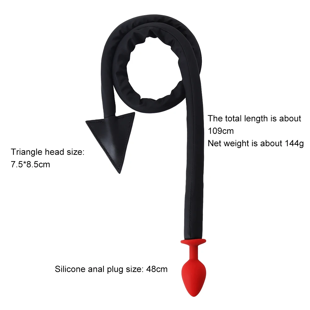 Black Devil Tail Adult Products Slave Cosplay Butt Plug Silicone Red Anal Plug Whip Anal Apparatus Anal Plug Bondage SM Sex Toys