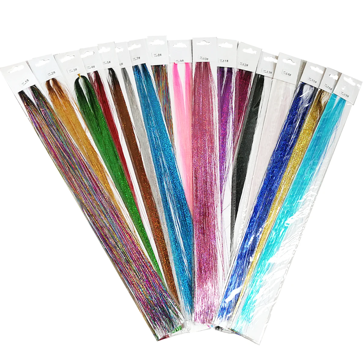 

5Pcs Same Color Silk Hair Tinsel Sparkling Dazzle Glitter Shiny Hair Extension Holographic Colorful Laser Silk Hair Bing