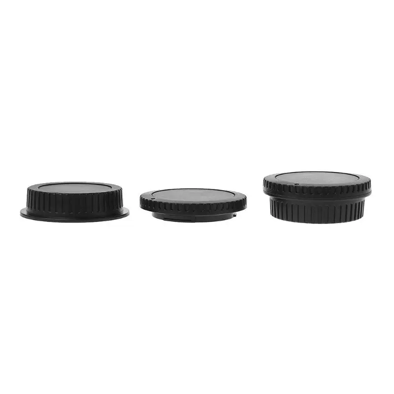 Rear Lens Body Cap Camera Cover Set Dust Screw Mount Protection Plastic Black Replacement for Canon EOS EF EFS 5DII 6D S19 19