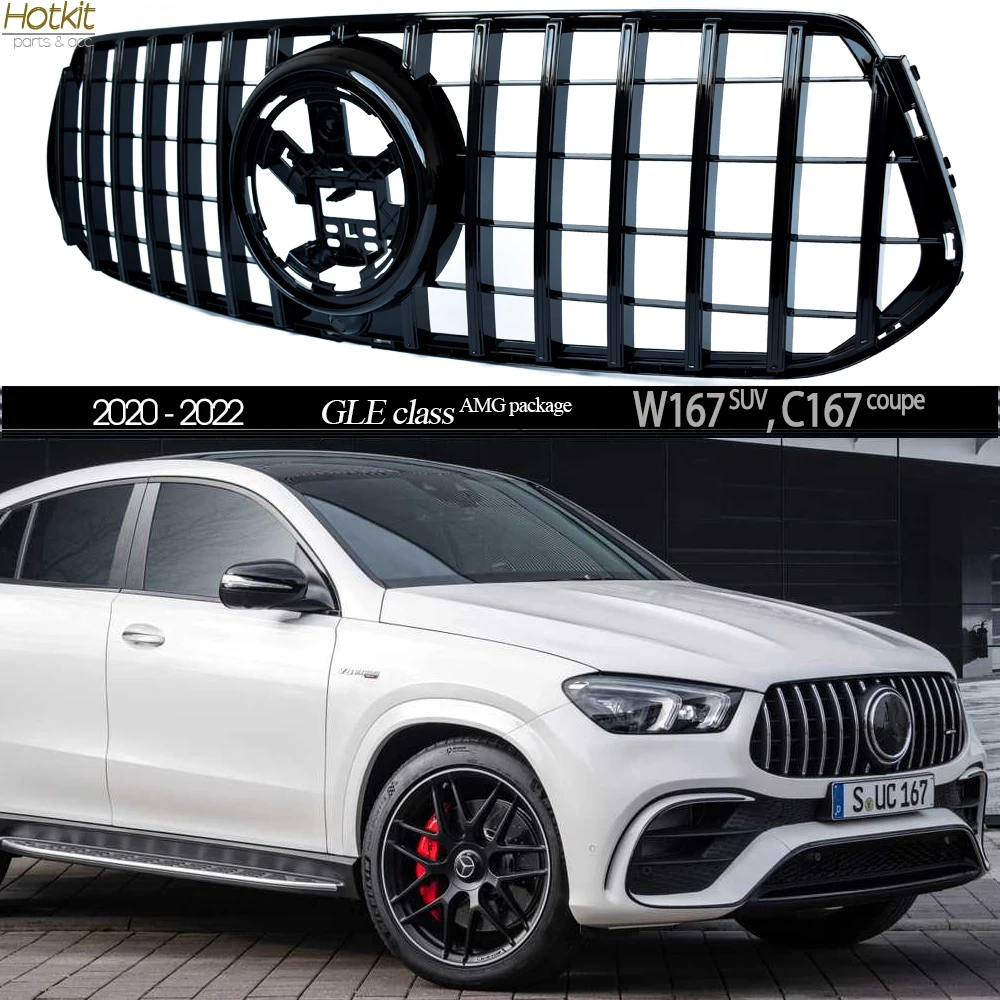 

Panamericana Type Black Silver Front Bumper Grille Replacement Radiator Grille for Mercedes W167 C167 GLE Class 2020 - 2022