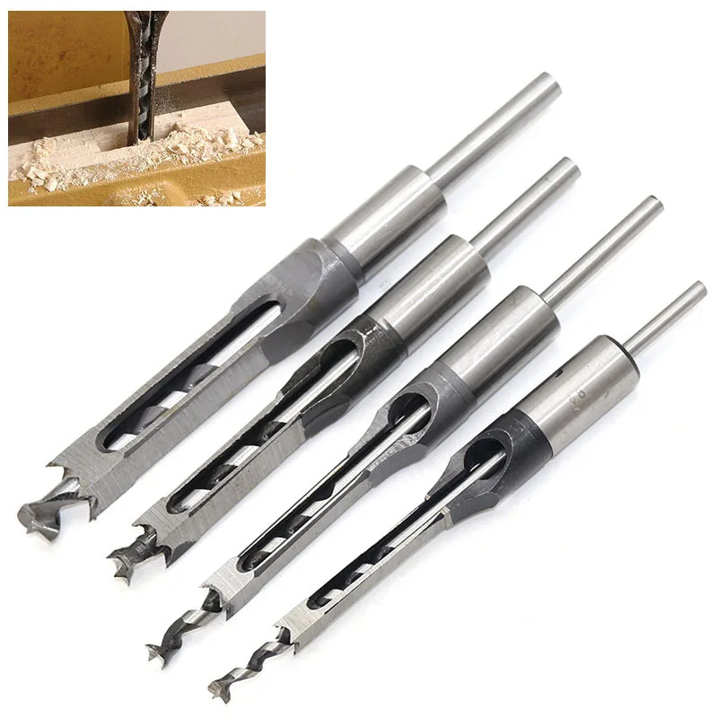 HSS Twist Drill Bits Woodworking Drill Tools Kit Set Square Auger Mortising Chisel Drill Set Square Hole Extended Saw 6.0mm~16mm