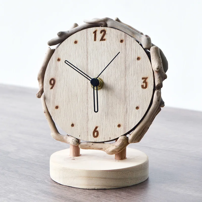 

Log desk clock table clock living room home simple clock ornaments desktop mute creative desk clock