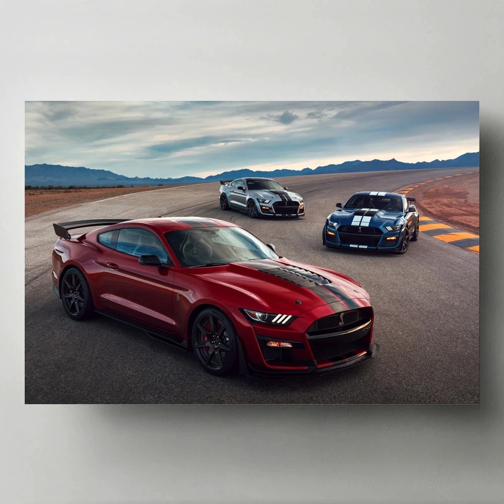 

Wall Art Canvas for Home Decoration Mustang Shelby Poster for Living Room Super Red Car Painting for Bedroom High Quality