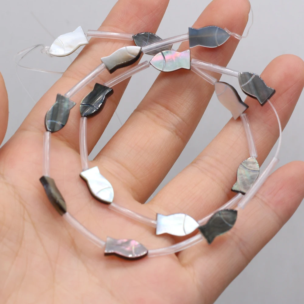 15PC Natural Sea Shell Animal Shape Beads White Mother of Pearl Cat Fish Charms for DIY Making Bracelet Earring Fine Jewelry image 3