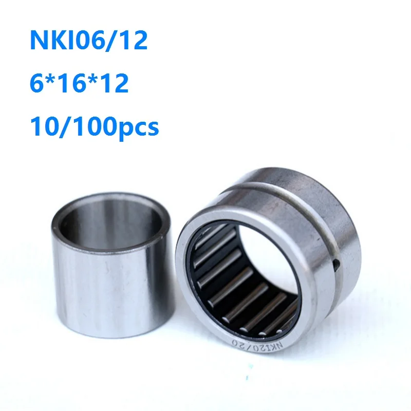 

10/100pcs NKI06/12 6*16*12mm Heavy duty needle roller bearing Entity needle bearing with inner ring size 6×16×12mm NKI0612