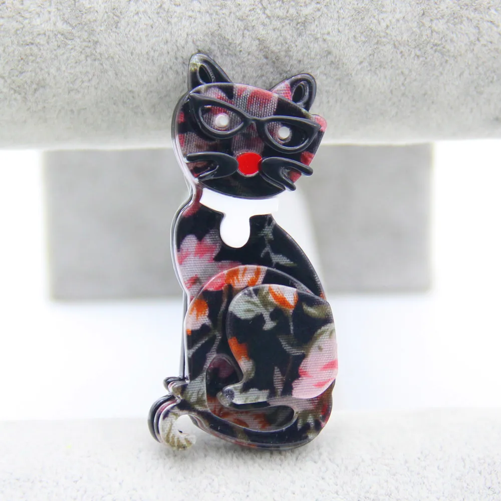 Fashion Cartoon Cat Acrylic Brooch Pins For Women Girl Lovely Resin Animal Badge Pins Party Jewelry Costume Accessories Brooches