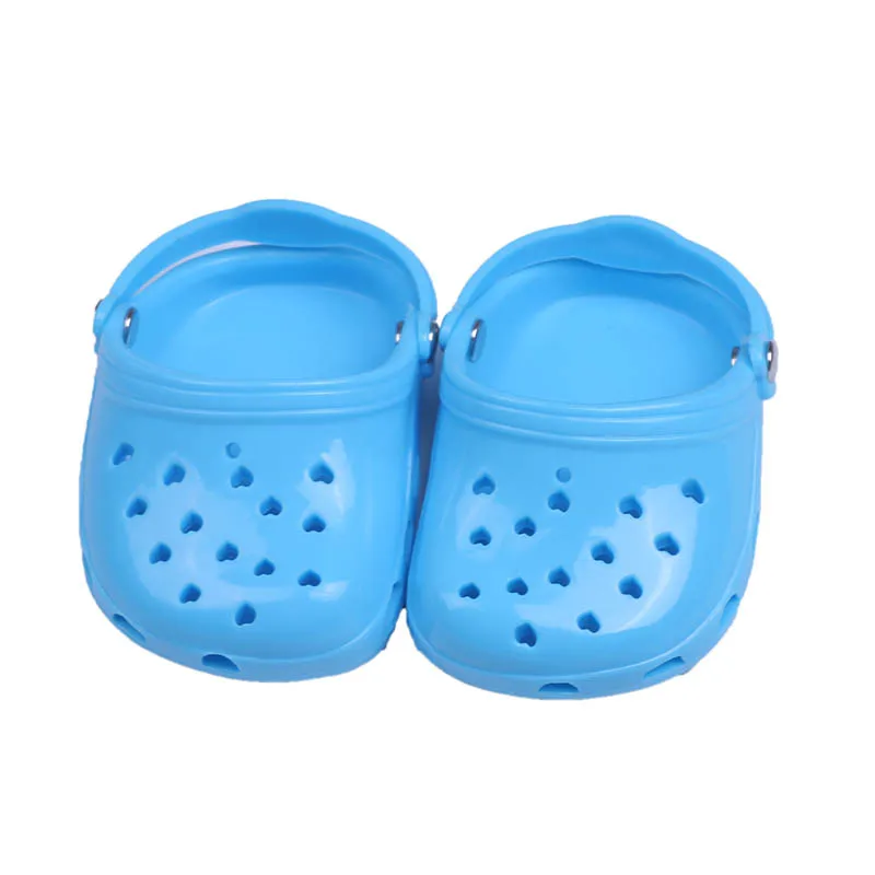 Sandales en plastique pour poupées américaines de 18 pouces, chaussures à trous, vêtements de beurre, cadeau pour fille, notre génération, bébé nouveau-né de 43cm