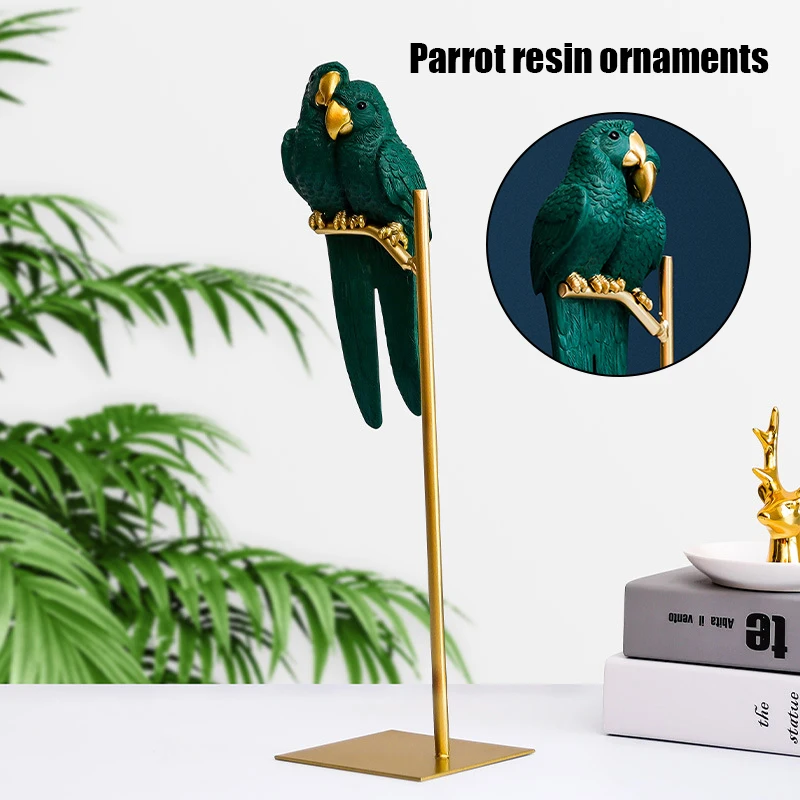 

Miniature Parrots Statue for Lovers, Resin Sculptures, Romantic Parakeet, Souvenir for Wedding, Valentine Day, Home Decor