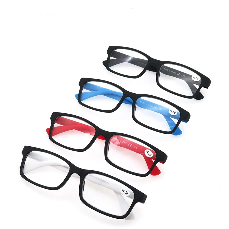 MODFANS Men Women Reading Glasses Rectangle Classic Frame Readers Eeyeglasses Flexible Spring Hinge with Diopter +1.0 to +4.0