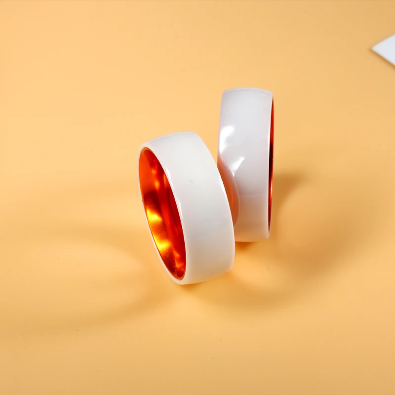 Niche ceramic ring，8mm Red/ orange/ blue /purple/ green embedded alumina lovers  ceramic ring