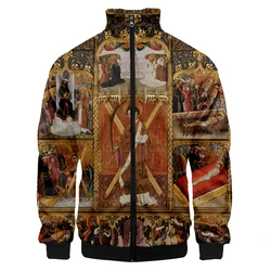 Dunhuang Baroque Luxury Mural 3D Full Body Printing Winter Male Jacket Men Clothe Streetwear Couple Full Sleeve Plus Size Zip Up