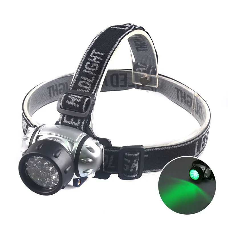 Topcom Green Light 21 LED Headlamp 4-Mode 5W Powerful Headlight Night Vision Outdoor LED For Head Flashlight For Hunting Camping