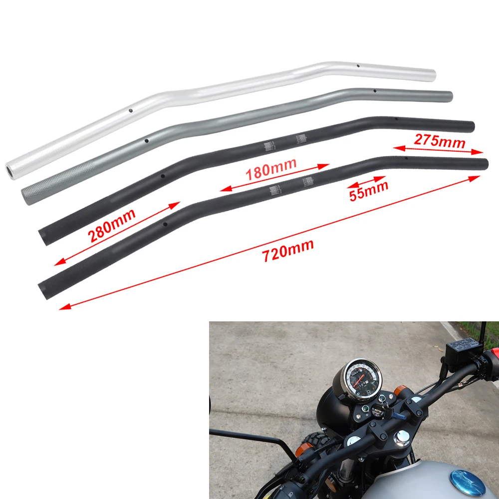 22mm Universal Motorcycle CNC Handlebar Motor Motorbike Aluminum Alloy Handlebars Moto Scooter Retro Black Anti-rust Handle Bars