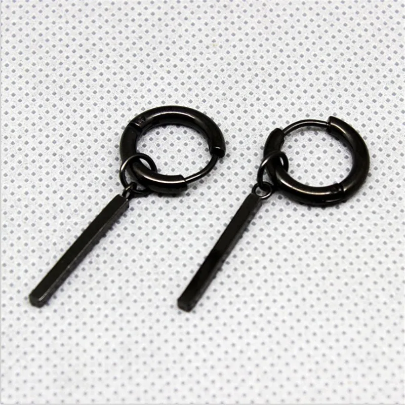 Pendiente cruzado para hombre en Color acero, joyería Pop de moda, pendiente para hombre Bangtan, pendiente de gota para mujer, Vintage, largo para hombre
