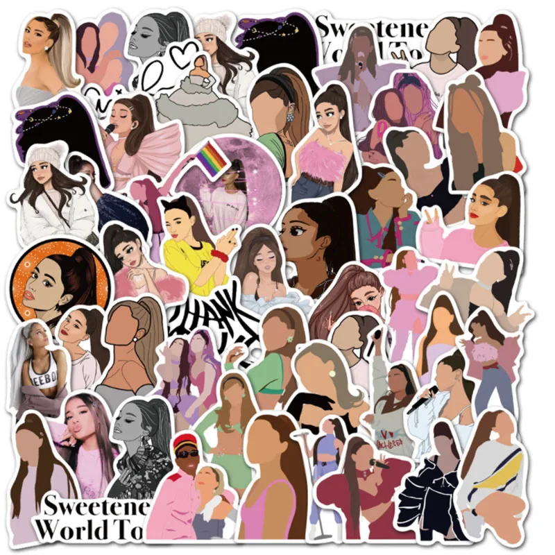 10/30/50pcs American Singer Ariana Grande Graffiti Stickers Crazy Fans Waterproof Skateboard Travel Suitcase Phone Laptop