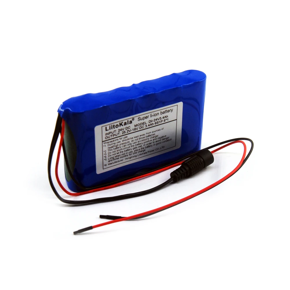 LiitoKala 24V Lithium 25.2V 3400MAh Li-ion Pin Sạc Max 3A Với Xây Dựng Trong Mạch Bảo Vệ ban PCM