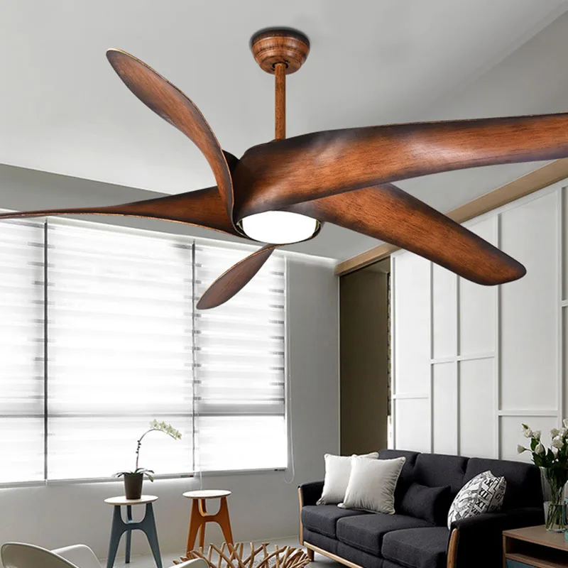 Ceiling Fan With Lights 60 Inches Brown Blades Fans Remote Control Ventilador De Techo Fan LED Light Bedroom DC ceiling fans