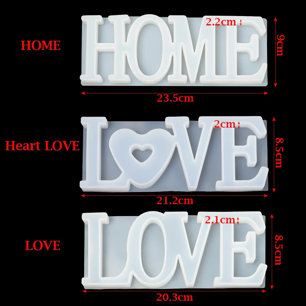 1 PC Heart Shape HOME LOVE Silicone Mould Letters Crystal Resin Mold DIY Crafts Casting MoldsHome Decoration Jewelry Making Tool view 6