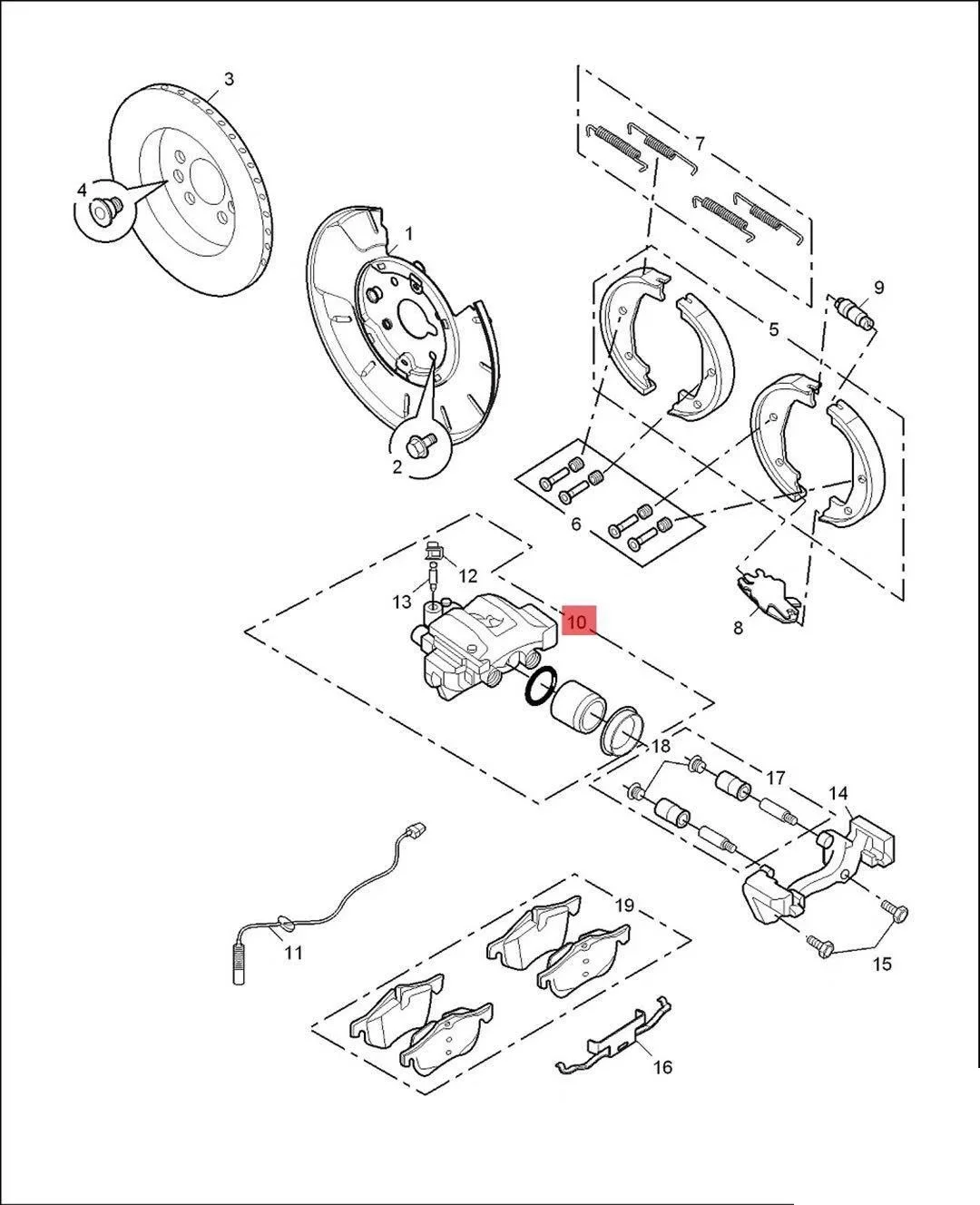 2 models Brake Caliper front / rear side for Chinese SACI ROEWE 550 MG6 750 auto car motor parts 30000120 / 10084009