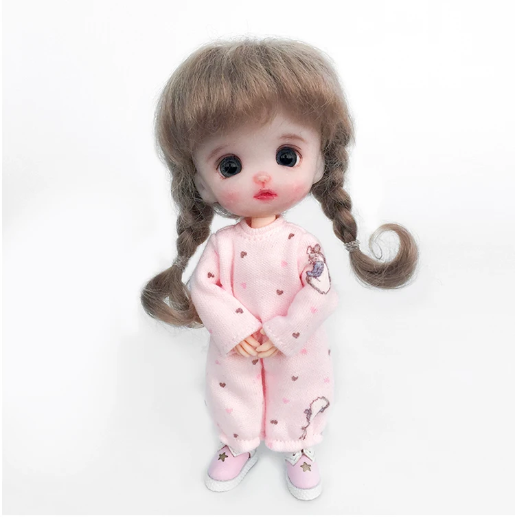 OB11 doll dress Size Fashion GSC climb and wear soft clay doll pajamas one-piece suit + Jasmine hat Rabbit hat 2 pieces set