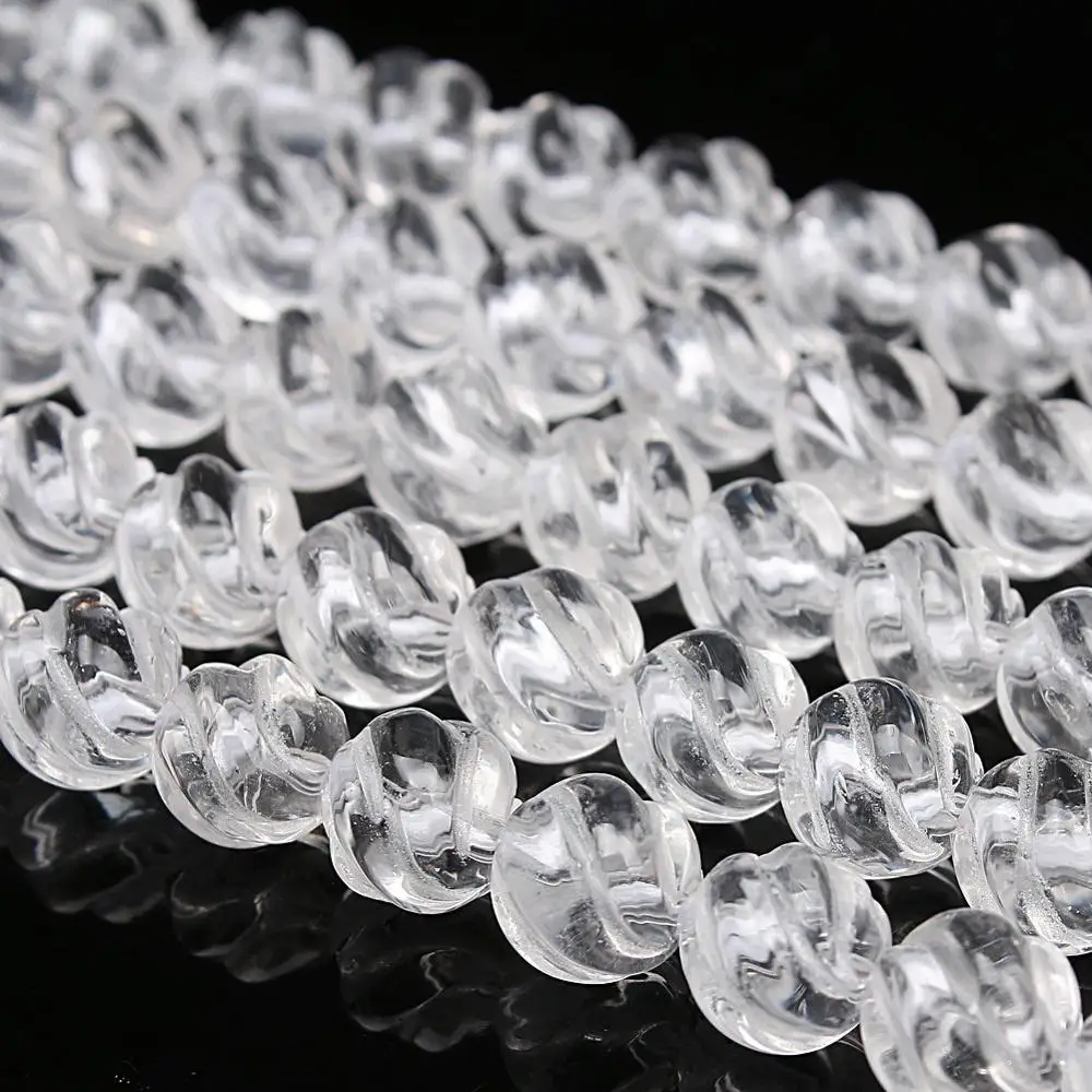 Natural Round 3D S Wave Carved Sculptured Crystal Quartz Gemstone Loose Beads 6 8 10mm For Necklace Bracelet DIY Jewelry Making