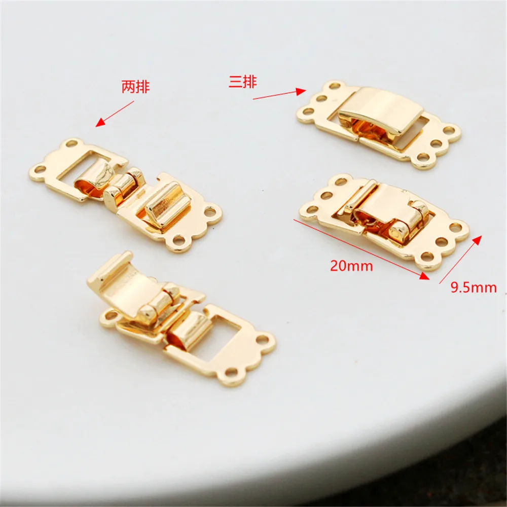 14K gold clad two row and three row smooth surface watch buckle jewelry bracelet DIY snap clip link buckle accessories