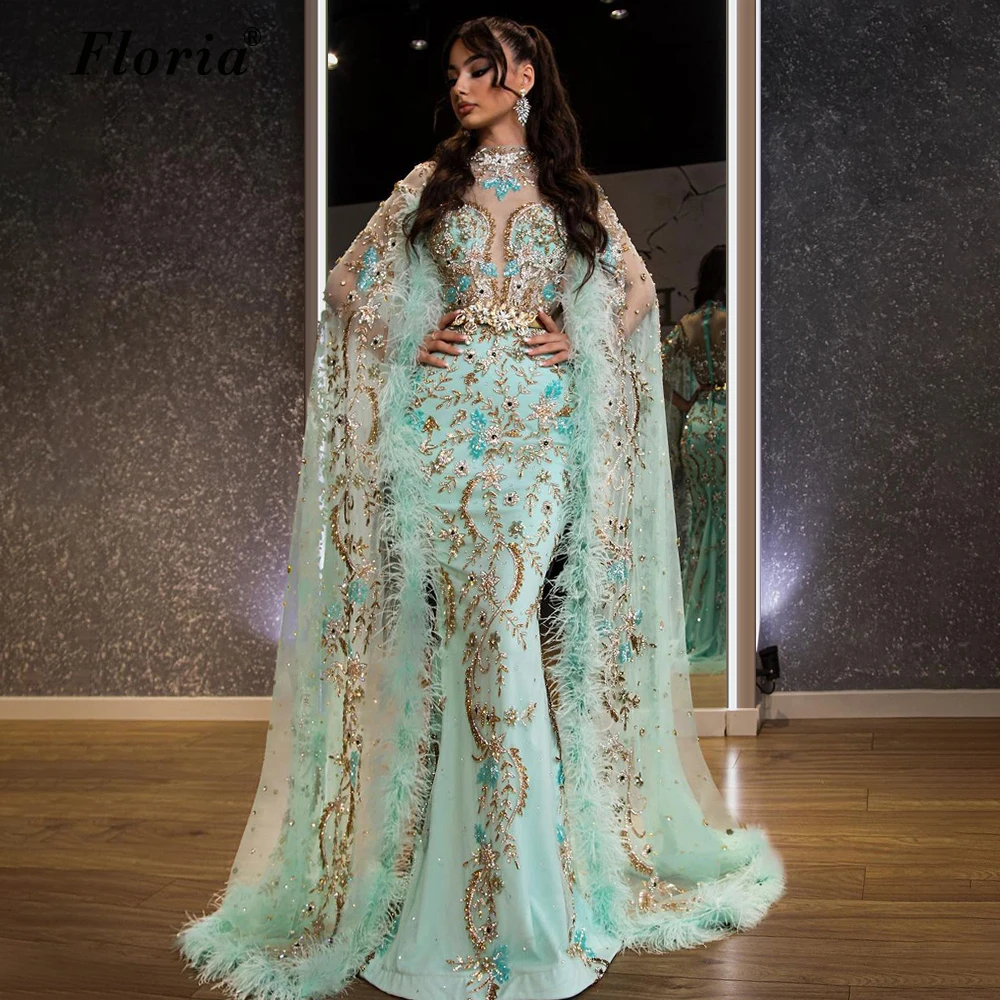 

Green Evening Dresses Long Luxury 2021 Crystals Elegant Evening Gowns Mermaid Celebrity Dresses Party Vestido Longo