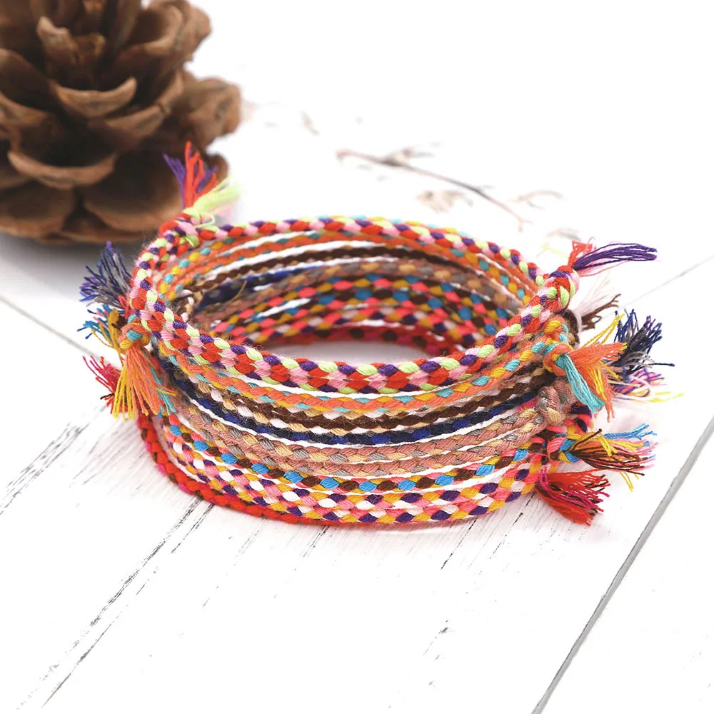 Meetvii Lucky Tibetan String Bracelets & Bangles for Women Men Handmade Tassel Knots Thread Rope Bracelet Ethnic Jewelry