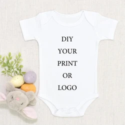 DIY UW ONTWERP OF LOGO Pasgeboren Romper Korte Mouw Jumpsuit Ademend Casual Harajuku Eenvoudige CUSTOM TEKST Baby Romper 2025