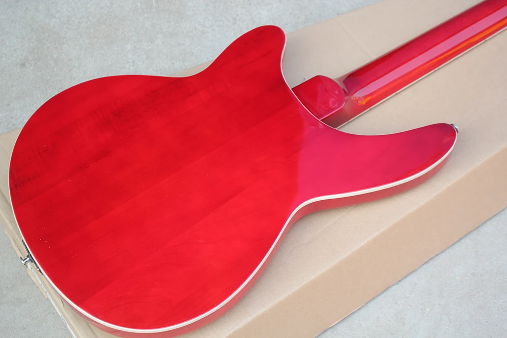 4 Strings Red Semi-hollow Electric Bass with Rosewood Fretboard,Providing Customized Service