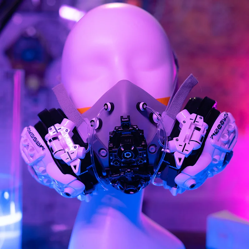 PUNK Earphone Technological functional Headphone Cosplay Props Punk Headset Mask earphone mechanical beast illuminated Ears