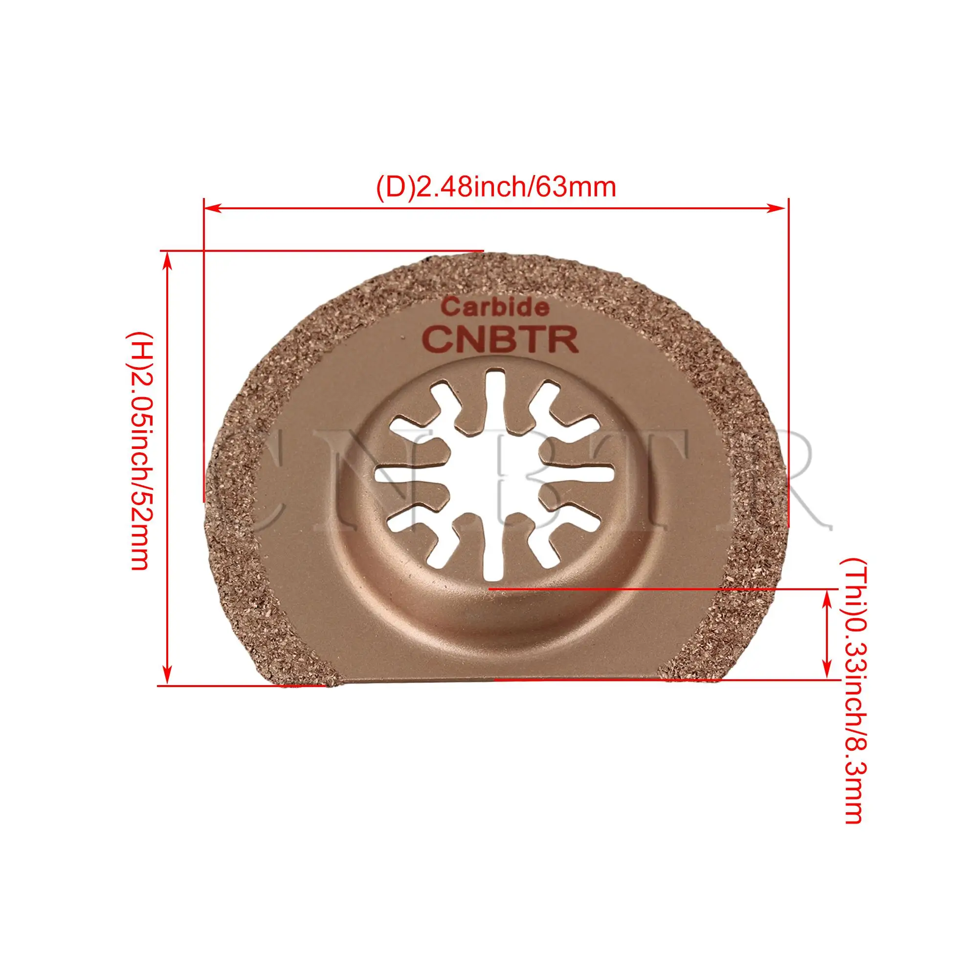 CNBTR-Lame de Scie à Râpe Oscillante Semi-circulaire en Carbure, Jaune, 63mm, 5 Pièces