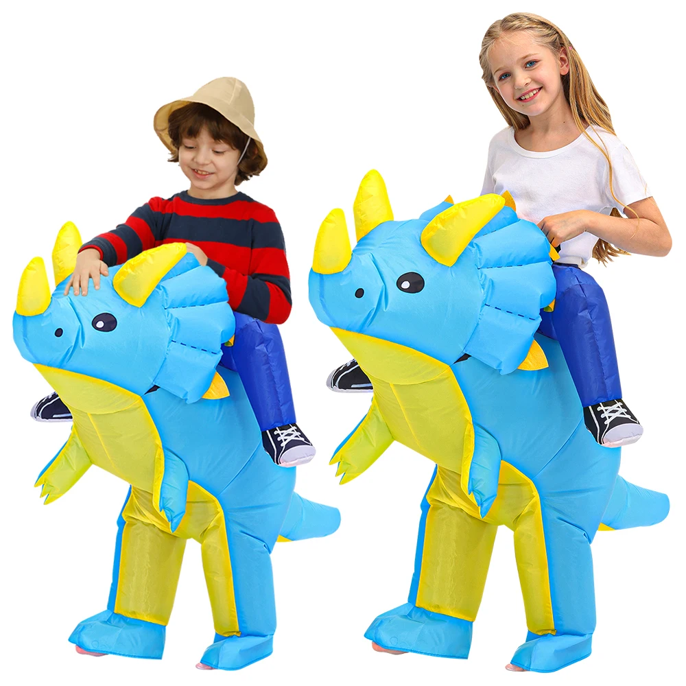 Disfraz inflable de dinosaurio Triceratops para niño y niña, traje de Anime para fiesta de Cosplay, Carnaval y Halloween