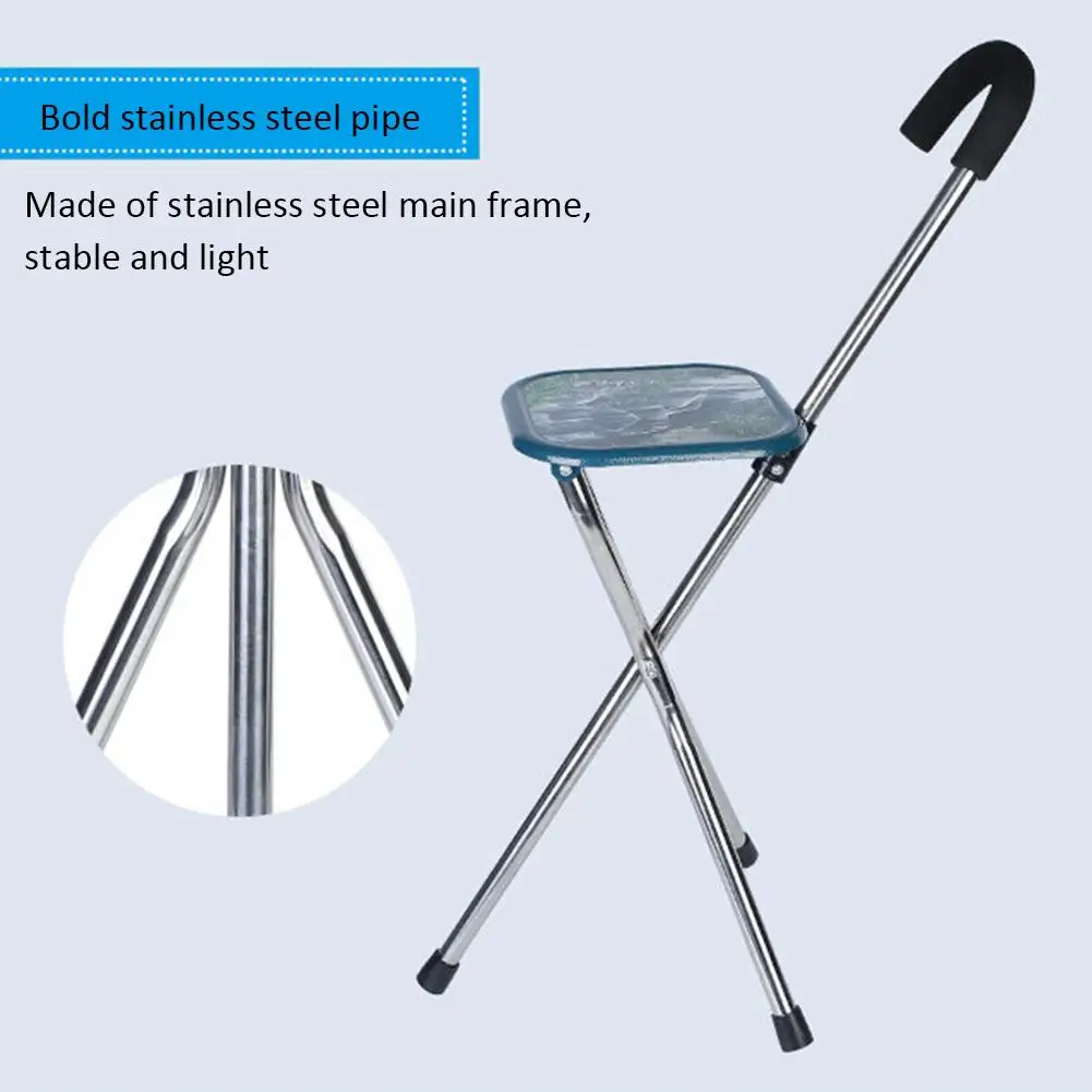 Stainless Steel Stool Cane Chair Practical Cane Chair Durabl Thickened Cane Seat Walking Chair Seat For Old People Patient