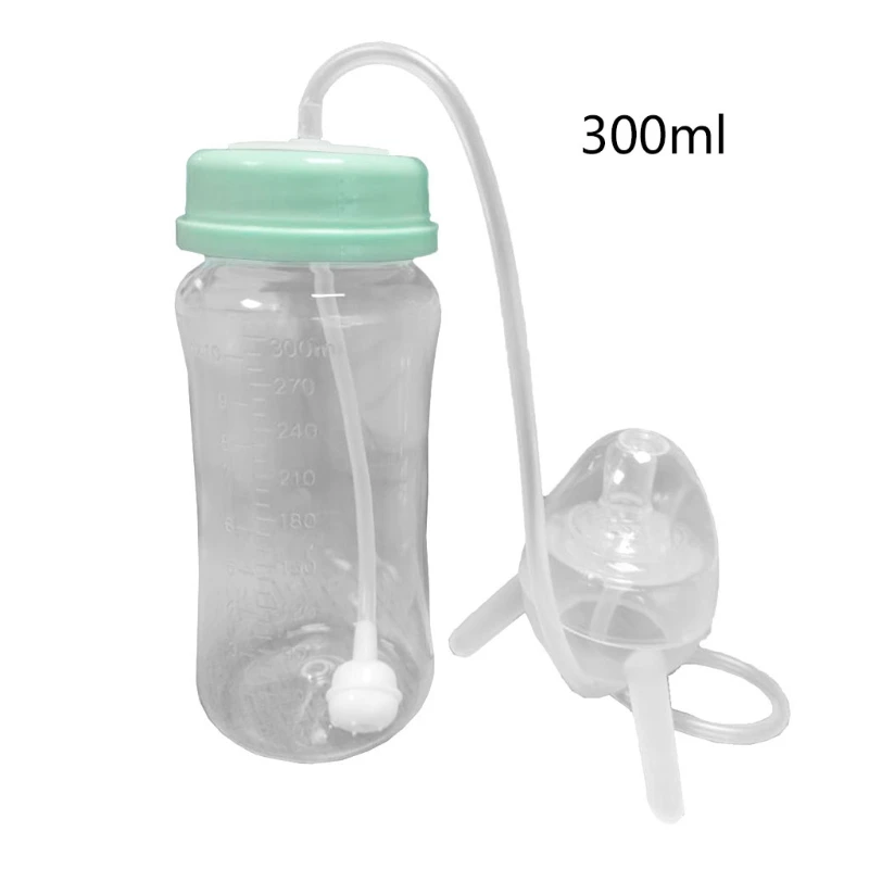 Self-Feeding Baby Bottle with Long Straw Handless Imitation Milk Weaning Bottle