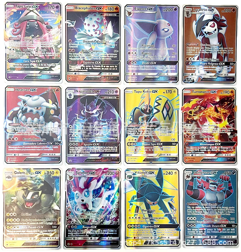 20 Pcs Spanish Pokemon Cards Shining TAKARA TOMY Cards Game TAG TEAM Battle Carte Trading Children Toy