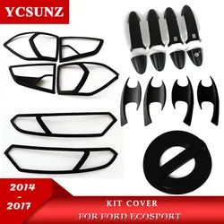 Chrome Black fuel kit cover head light Tail Light Trim door handle cover tank parts For FORD ECOSPORT 2014 2015 2016 2017